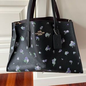 Coach Black Floral Tote Bag